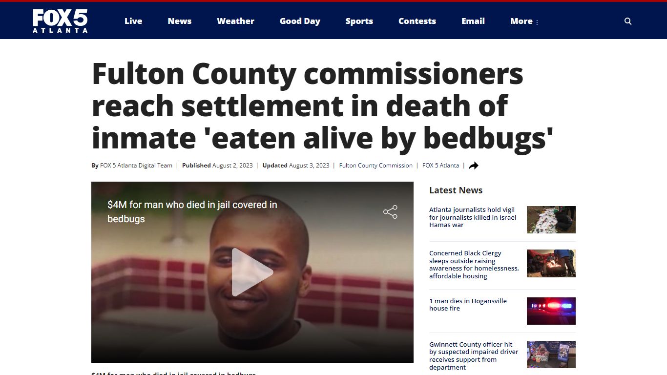 Fulton County commissioners reach settlement in death of inmate 'eaten ...
